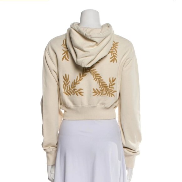 Off-White Mock Neck Long sleeve Sweatshirt Hoodie Cropped. Size XS - Picture 1 of 3